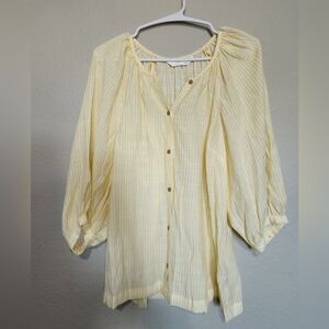 Lauren Conrad Semisheer Striped Yellow Top Size Small